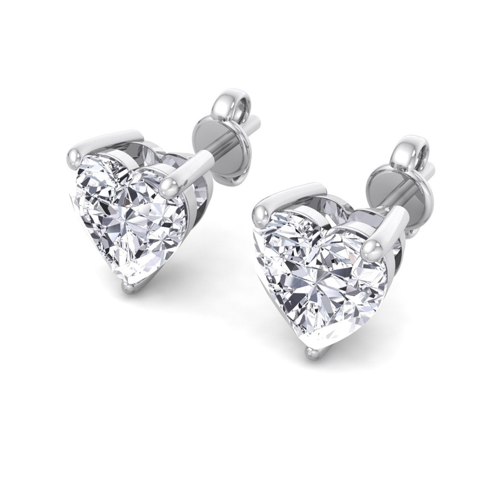 Ladies Heart Shaped 925 Sterling Silver Cz Pretty Womens Stud Screw Back Earring
